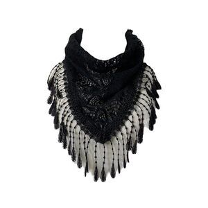 Ransom Girl Crochet Scarf Women's Black Tassel Neck Fashion Size XL